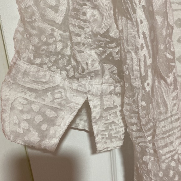 Ruby Road 10 petite white sheer lace/like blouse.  Rayon/nylon - Picture 3 of 5